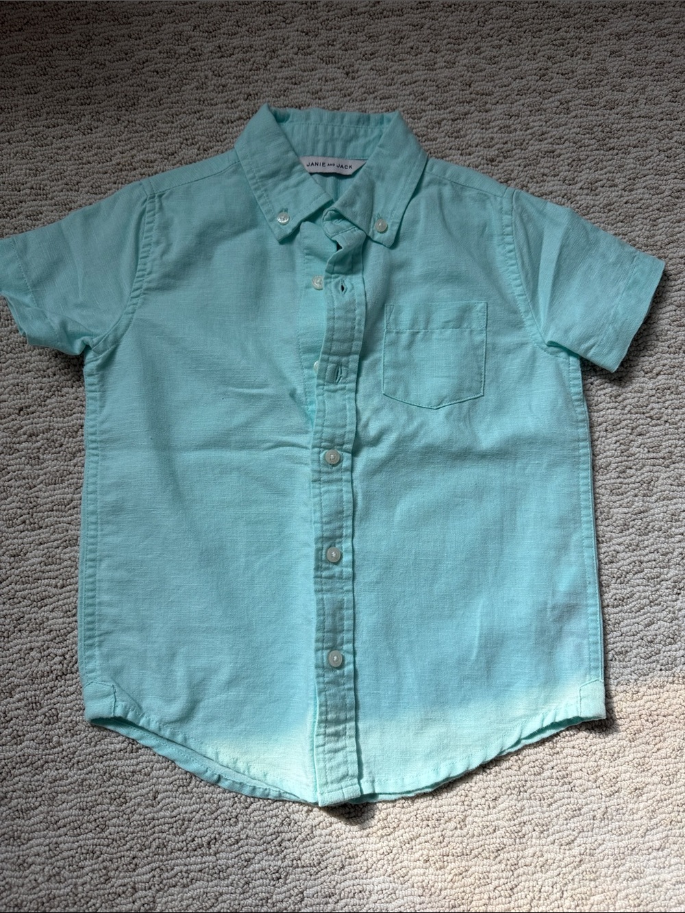 Janie and Jack Button-Front Teal Short-Sleeve Shirt